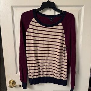 GAP Burgundy and Cream Striped Knit